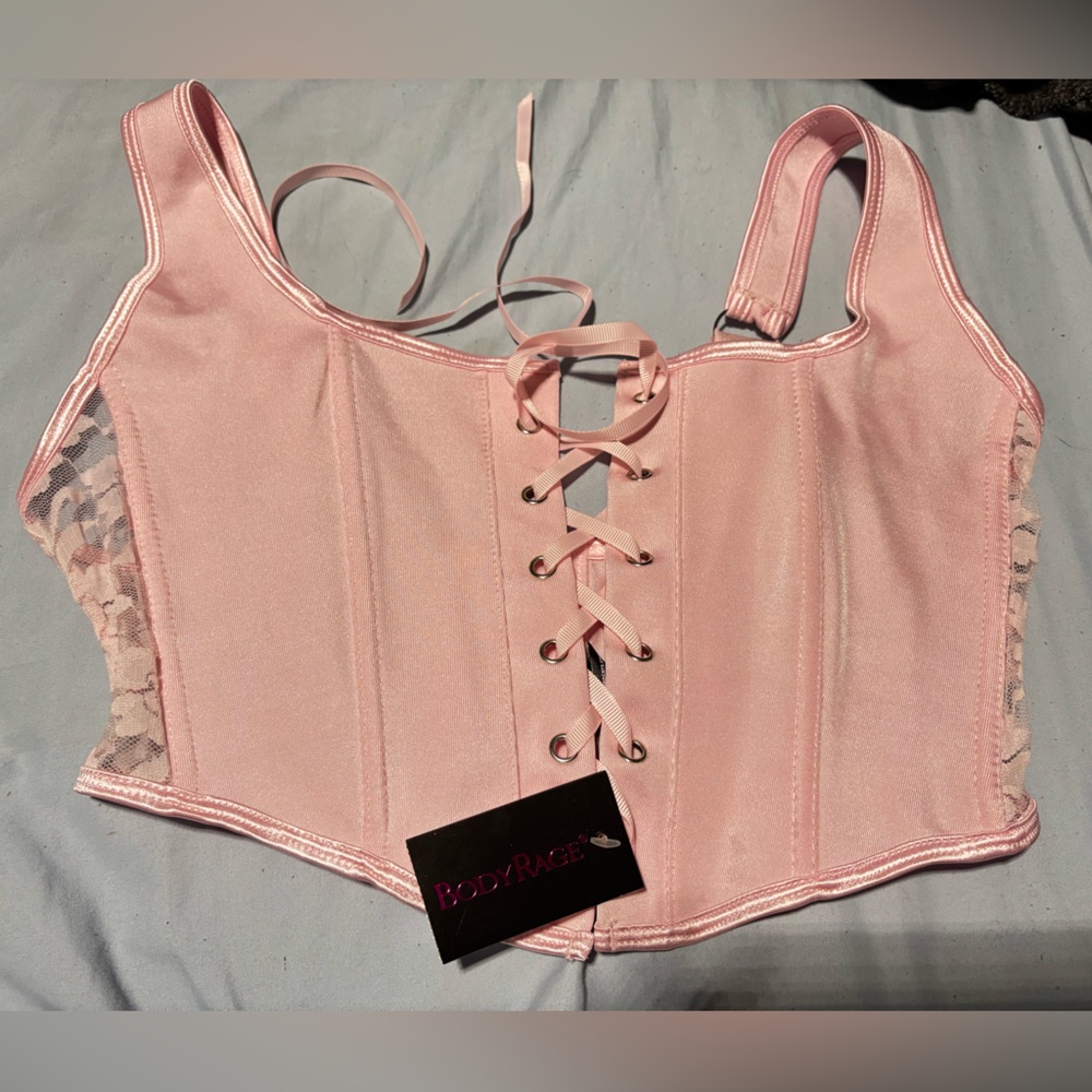Pink Lace-Up Corset Top